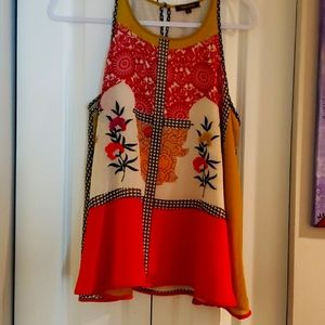 Orange Anthropologie Vineet Bahl Jardine Swing Print Large Tank Top/Cami